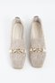 Women's Light Beige Buckle Embroidered Straw Knitwear Casual Ballerinas Byndtrb03 - 7