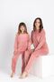 Pajama Set Suitable for Girl and Mother Cotton Velvet Fabric Dusty Rose Color Always Heart Pattern Winter