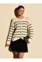 Cream Black Striped Buttoned Knitwear Cardigan – Elegant & Classic - 4