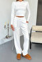 Women's Crew Neck Long Sleeve Basic Double Set White - 26K 2541 - 2