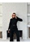Women's Black Half-High Neck Knitwear Top and Bottom Set - 3