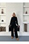 Women's Black Half-High Neck Knitwear Top and Bottom Set - 5
