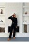 Women's Black Half-High Neck Knitwear Top and Bottom Set - 8