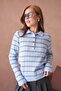 Striped Polo Neck Buttoned Oversize Knitwear Sweater - 2