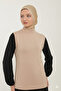 Women's Zero Sleeve Half Turtleneck Combed Cotton Stretch Fabric Body - Beige - 5