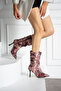 Helen Burgundy Snake Skin 7 cm Heel Pointed Toe Booties Bottie