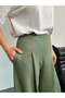 High Waist Pleated Detail Wide Leg Pants 8909 - Green - 2