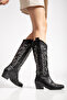 Women's Western Cowboy Embossed Double Color Embroidery Detailed Long Boots - 5