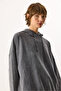 Women's Hooded Regular Fit Washed Sweatshirt 100% Cotton - Anthracite - 8
