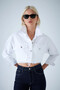 Women's White Short Denim Jacket Tss103