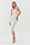 Single Strap Buckle Midi Tulle Dress White - 3