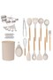 Professional Full Set 33 Pieces Bpa Free Silicone Kitchen Serving Set with Wooden Handle, Serving and Kev - 6
