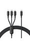 Cablu USB 3in1 Baseus, 100W, 1.5m, negru