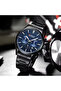 8446 Men's Chronograph Quartz Watch Blue Dial Black Stainless Steel Band Date Display - 5