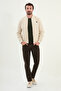 Striped Slim Fit Judge Collar Men's Coat Beige - 39645.25K - 3