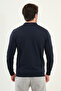 Plain Slim Fit Zippered Polo Collar Men's Knitwear Sweater Navy Blue - 11560.25K - 4