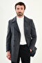 Striped Slim Fit Wide Collar Double Breasted Cashmere Men's Coat Navy Blue-Grey - 21324.25K - 4