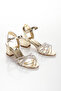 Women's Stoned Thick Heeled Evening Dress Shoes