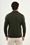 Plain Slim Fit Zippered Polo Neck Men's Knitwear Sweater Khaki - 11560.25K - 3
