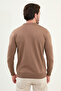 Patterned Slim Fit Crew Neck Men's Knitwear Sweater Milk Coffee - 11566.25K - 4