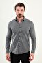 Striped Slim Fit Long Sleeve Lumberjack Wool Men's Shirt Black - 27096.25K