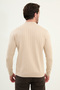 Striped Slim Fit Crew Neck Men's Knitwear Sweater Beige - 11550.25K - 3