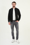 Striped Slim Fit Judge Collar Men's Coat Black - 39645.25K - 3