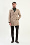 Striped Slim Fit Wide Collar Double Breasted Cashmere Men's Coat Brown-Beige - 21324.25K - 3
