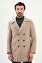 Striped Slim Fit Wide Collar Double Breasted Cashmere Men's Coat Brown-Beige - 21324.25K