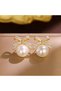 Romantic Bowknot Detailed Gold Color Pearl Earrings – Women's Steel Jewelry, Elegant Choice for Gift - 8