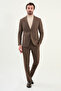 Gray Slim Fit Bag Pocket Mono Collar Wool Men's Suit Brown - 45414.25K - 3