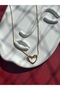 Gold Color Stainless Steel Heart Necklace - Stainless Steel - 2