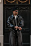 Oversize Black Men's Leather Jacket - Black Bomber Style Stylish Street Fashion Men's Coat Jacket - 4