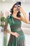Batik Print One-Shoulder Tulle Detail Evening Dress Purple, Orange, Green - 8