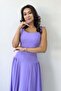 Square Neck Thick Strap Flared Dress Black, Cobalt Blue, Lilac, Red - 4