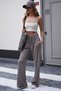 Mink Linen Look Stretch Fabric High Waist Wide-Leg Palazzo Pants - 6