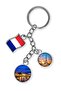 France Triple Epoxy Metal Double Sided Drop Keychain France