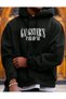 Street Style Gangstar Printed Women/Men Unisex Oversized Hooded 3-Ply Black Sweatshirt - 2