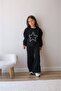 Girl's Pearl and Stone Detail Applique Star Pattern 3 Thread Raster Sweatshirt Tracksuit Bottom Top Set - 4
