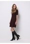 Slim Fit Straight Women's Burgundy Short Sleeve Dress