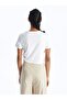 Xside White Crew Neck Printed Short Sleeve Women's Crop - 5