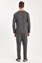 Men's Standard Fit 100% Cotton Crew Neck Elastic Waist Anthracite Pajama Set - 7