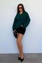 Petrol Green V-Neck Knitwear Women's Sweater Mg2501 - 4