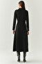 Belted Shirt Collar Pocket Slim Fit Midi Knitted Dress - 4