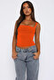 Wft3036B Orange Crop Blouse with Gathered Front and Straps