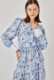 Women's Belted Long Dress 2584 - Blue - 3