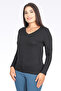11105 Black V-Neck Long Sleeve T-Shirt - 4