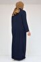 52013 Plus Size Crepe Dress with Stone Detail - Navy Blue - 5