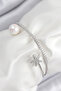 Brass Zircon Stone Star and Pearl Model Silver Color Women's Bracelet