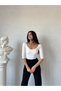 Ecru Half Sleeve Jolie Round Neck Blouse